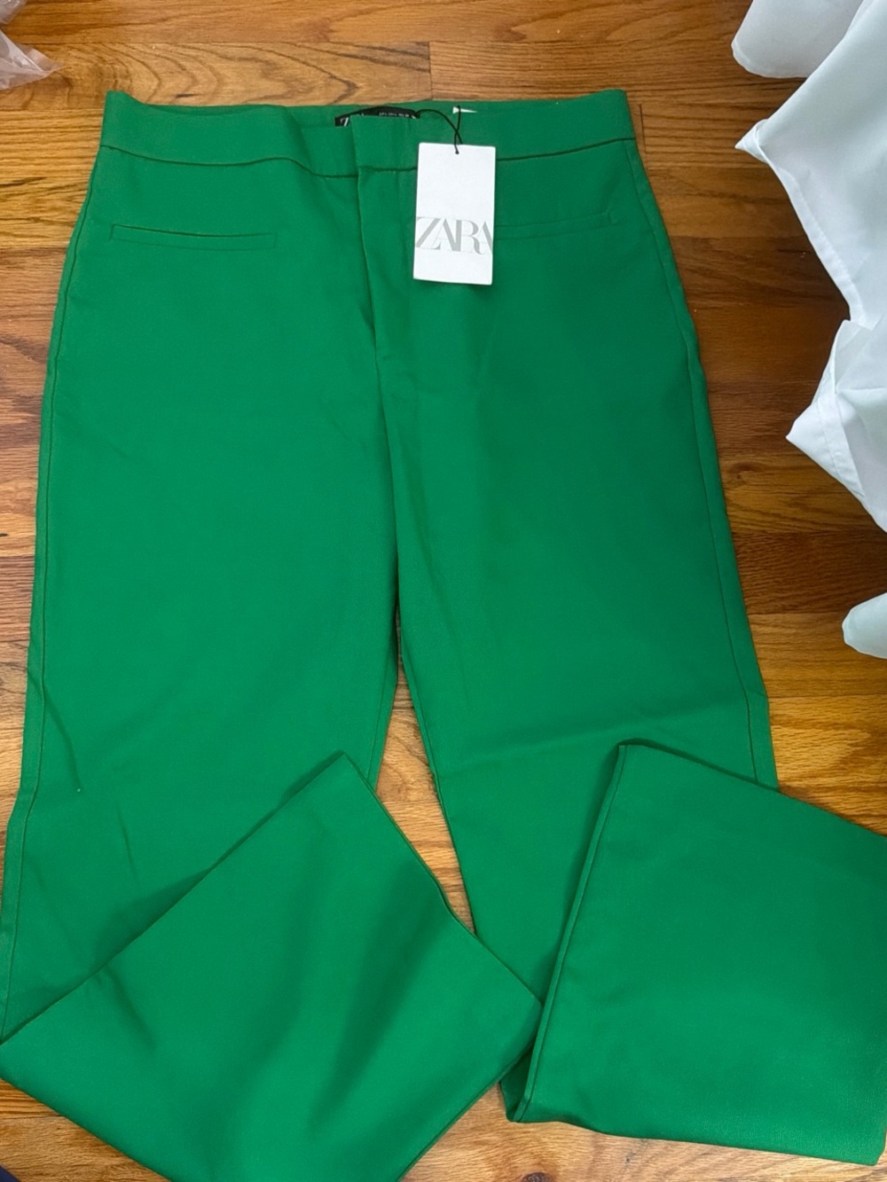 ZARA Bright Green Tailored Wide-Leg Trousers